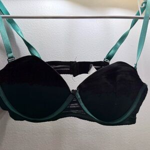 Chic Black and Teal Women's Bra